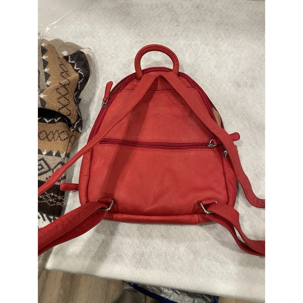 Osgoode Marley Organizer‎ Backpack Soft Leather Bag Red